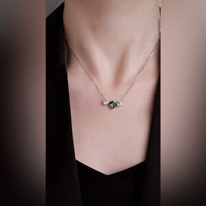 Swarovski Rhodium-Plated Mixed Crystal Pendant Necklace‎ green stone